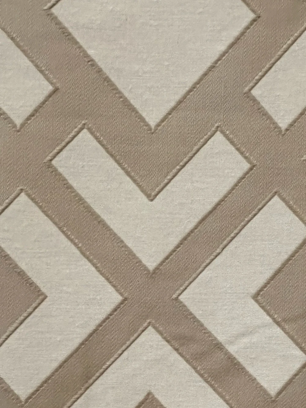 Geometric Luxury Jacquard Linen Curtain Panels Set of 2 Taupe Grey NWT